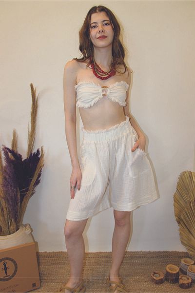 ARİNNASİDE Bustier with Buckle in the Middle, Elastic Tassels