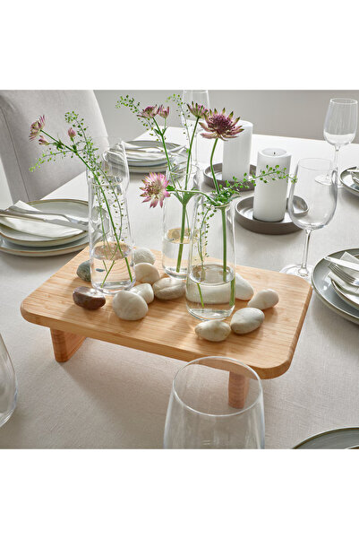 Canbaz Home Bambu Kesme Tahtası, Ayaklı Dikdörtgen Bambu Ahşap Peynir Sunum T...