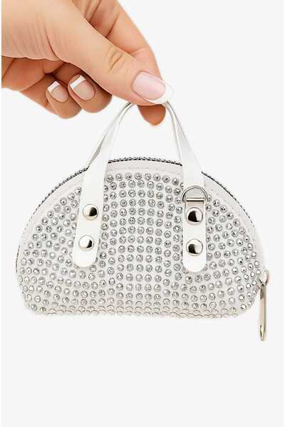 roseberry White Midi Size Bag Silver Stone Medium Size - R1543