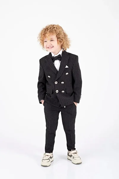 Zaziko Kids Boy's Striped Jacket Shirt Pants Bow Tie Suit Te.1001Y