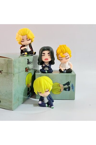 BANDAI with box 03 4pcs/set My Hero Academia Tokyo Revengers Cute Sleeping PVC Action Figure Toys
