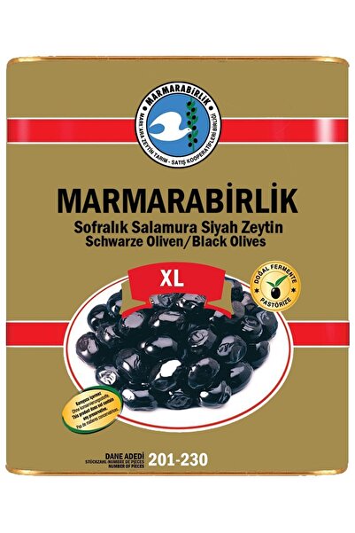 MarmaraBirlik Premium Doğal Yağlı Salamura Siyah Zeytin XL 10 kg (201-230 adet/kg)