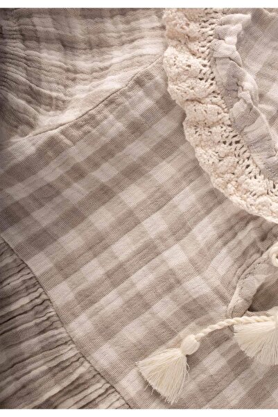 Cigit Pöti Kareli Yakalı Elbise 2-10 Yaş Vizon