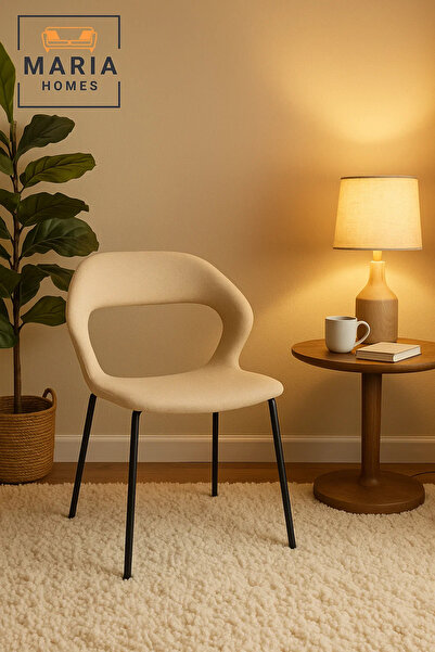 MARIA HOMES Modern Beige Upholstered Dining Chair