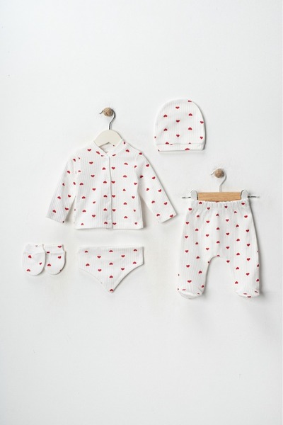 ENİA BABY Newborn Baby Patterned 5 Piece Hospital Discharge Set Baby Girl Baby Boy Newborn