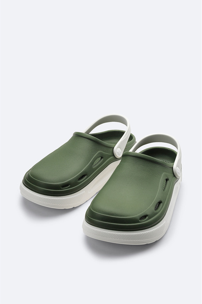 Avva Men's Khaki-white Light Comfortable Strap Eva Slippers A31y8316