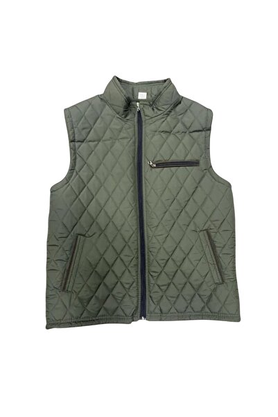 BYBEYEMS GİYİM Khaki Green Winter Men's Vest with Fleece Inside