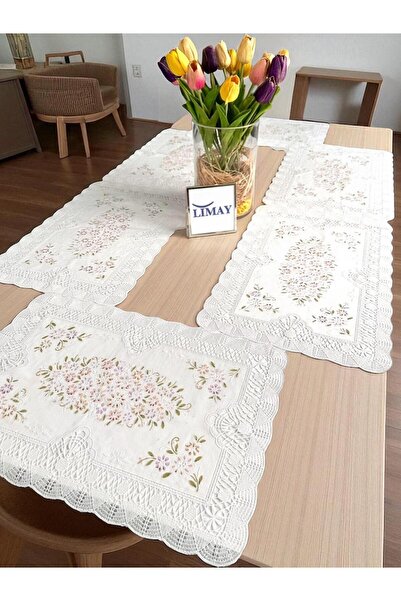 LİMAY 1. Pvc de calitate - Aspect de broderie din dantelă, 6 piese American S...