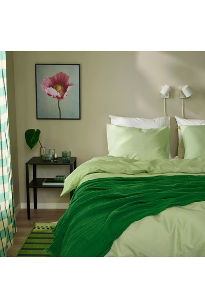IKEA set lenjerie de pat pentru o persoană, verde deschis, 150x200/50x60 cm 1...