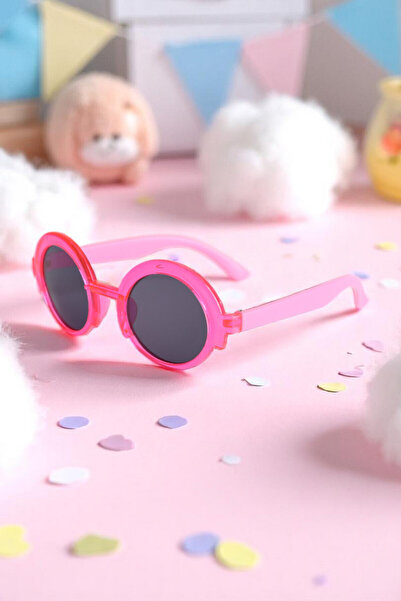 Chunky Frame Round Glittery 0-10 Years Old Uv400 Certified Pink Children's Su...