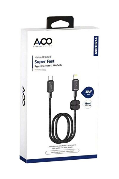 AVOO كابل AVO للشحن السريع من USB-C إلى Lightning بطول 1 متر (أسود)