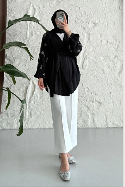 Safgiyim44 Stoned Toledo Kimono Black Shirt