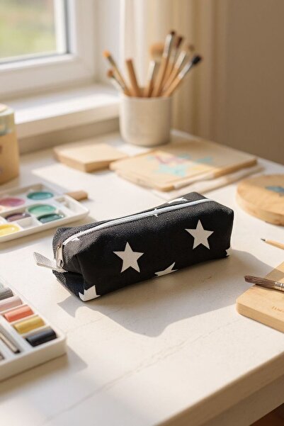 DERKADESİGN Kalemlik Yıldızlı Geniş Kalem Kutusu Kalemlik Makyaj Çantası Çok Amaçlı Organizer