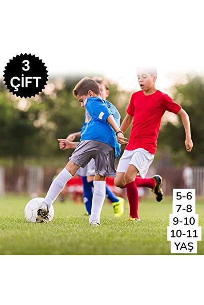 Çorabistaan 3 Çift Dizaltı Çocuk Futbol Halı Saha Çorabı Tozluk Pamuklu