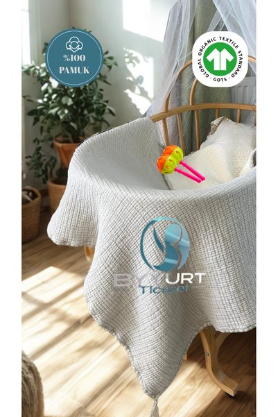 TruyTowel %100 PAMUK MÜSLİN BEBEK YORGAN İVORY