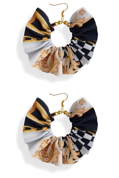 maia أقراط متدلية على شكل حلقة ذهبية اللون للنساء - تصميم من الخرز القماشي بن...