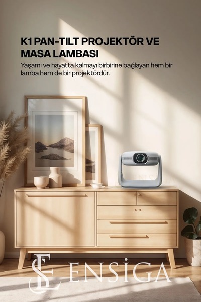 EN SİGA Bluetoothlu Android 4K Görüntülü Hoparlörlü Taşınabilir Sinema Projektörü