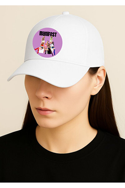 lewibafashion Șapcă premium imprimată cu design MANIFEST, pe șapcă albă MANIF...
