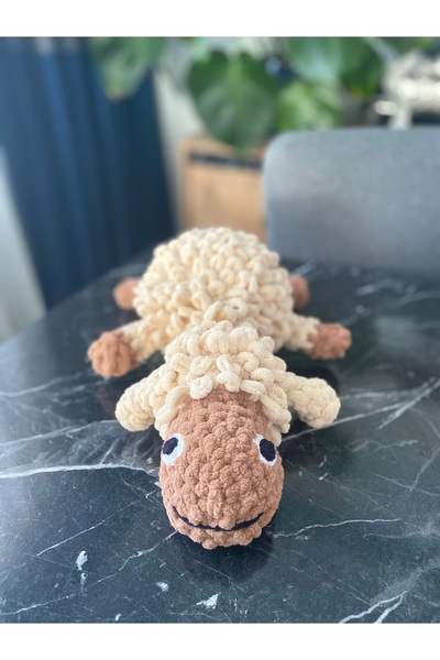 CNSASF Uyku Arkadaşı Kuzucuk/Puffy El Örgüsü Kuzucuk - Peluş Kuzu Oyuncak