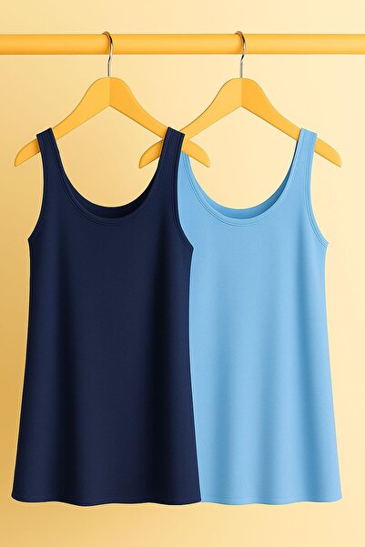 COTENCONCEPT 2 Pieces A-Line Comfortable Fit Basic Thick Strap Undershirt T-S...