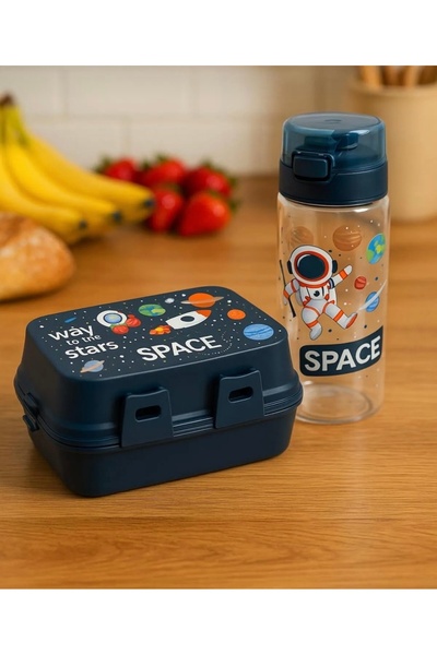 Charlotte Candle 2’li Set Uzay Kare Model Kaşıklı 4 Bölmeli 2 Katlı Beslenme ...