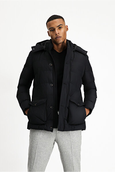 Kiğılı معطف رياضي منتفخ بقصة ضيقة مع غطاء للرأس