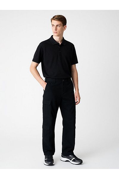 Ltb Short Sleeve Polo Neck Knitwear Black Sweater