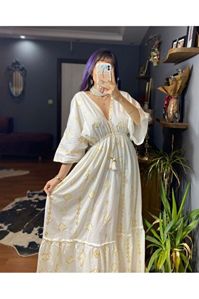 MODAGK Bohemian Shawl Pattern Imported Silk Dress – Summer Ethnic Long Dress