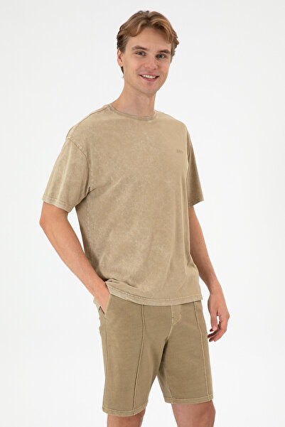U.S. Polo Assn. Tricou pentru bărbați, cu decolteu, kaki, lavabil, 50306878-V...
