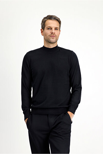 Kiğılı Πλεκτό πουλόβερ με μισό ζιβάγκο με κανονική εφαρμογή από βαμβακερό κασμίρ