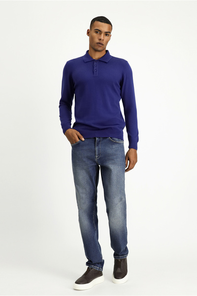 Kiğılı Polo Neck Regular Fit Cotton Knitwear Sweater