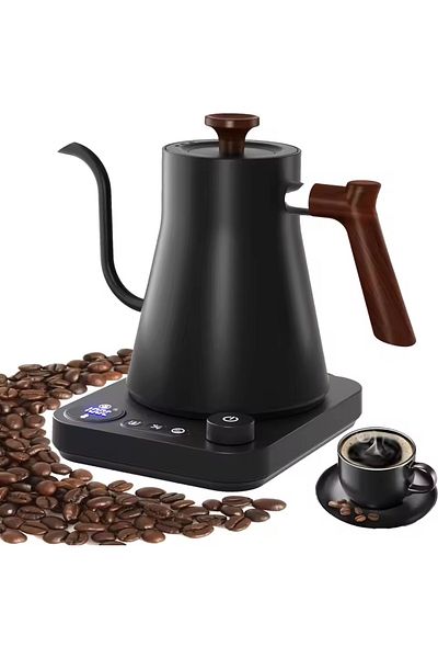Choice غلاية كهربائية سوداء بريطانية 220 فولت، سعة 900 مل، وعاء قهوة يدوي، إبريق شاي ذكي للتحكم في درجة الحرارة