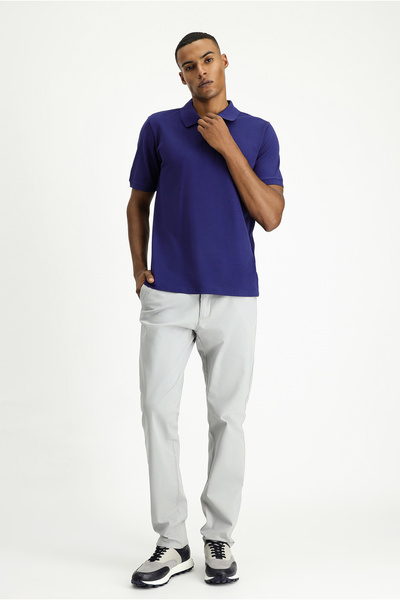 Kiğılı Polo Yaka Regular Fit Nakışlı Pamuk Tişört