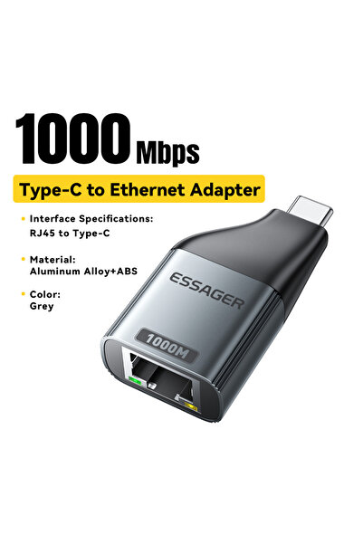 Choice محول إيساجر من النوع C إلى إيثرنت بسرعة 1000 ميجابت في الثانية، جيجابت...