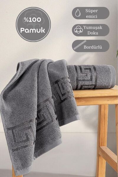 Karna Home Cotton Single Jacquard Greek Towel Gray 70 X 140 cm