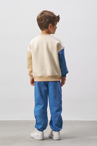 Minipodyum Printed Boys' Top and Bottom Tracksuit Set