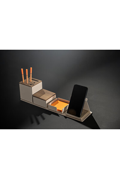 LİVİNGSTORE Simple AA Masa Seti Krem Renk | Kalemlik Aksesuar Not Kutusu Tele...