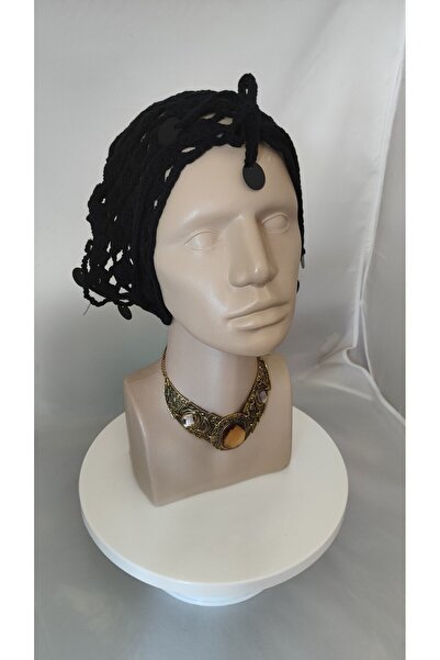 drt tasarım Ρετρό μαύρο και κεντημένο με πούλιες τριγωνικό μπαντάνα από βαμβάκι