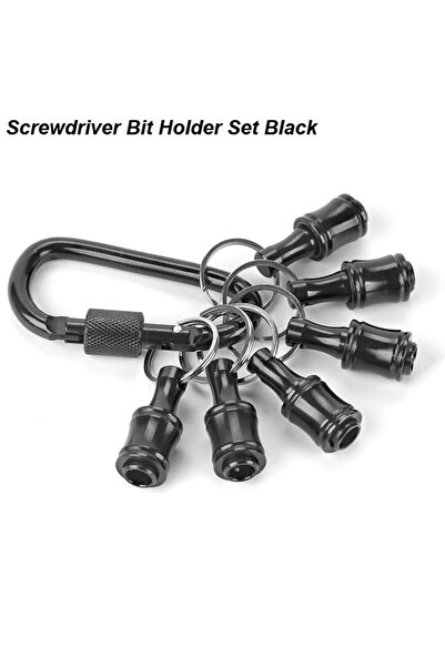 Choice حامل بت مفك براغي أسود مع حامل بت سلسلة مفاتيح مع حلقة تثبيت سداسية 1/4 بوصة وفك سريع