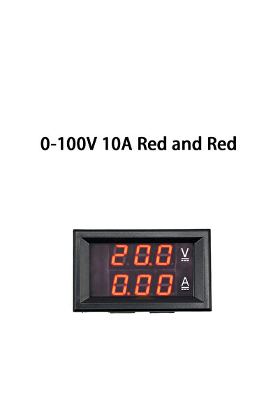 Choice 10A-أحمر-أحمر تيار مستمر 0-100 فولت 10A فولتميتر أمبير مقياس فولتية رق...