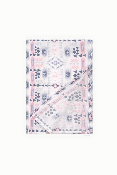 Boumini بطانية غطاء موسلين قطن 120x120 سم مثلث أزرق داكن