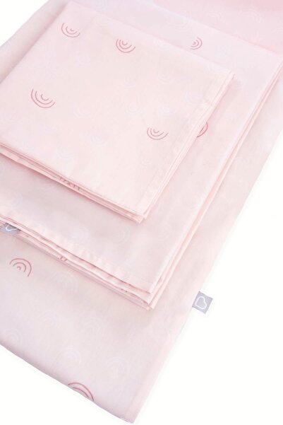 Boumini Pink Rainbow Patterned 100% Cotton Baby Bedding Set