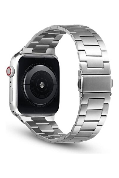 fun zone حزام ساعة بديل معدني فائق النحافة بثلاث حبات لسلسلة ساعات Apple Watc...