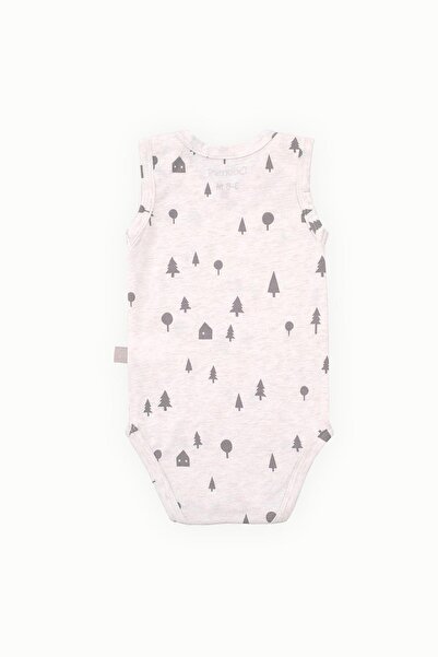 Boumini Beige Baby Snap Cotton Athlete Bodysuit - Pine Forest