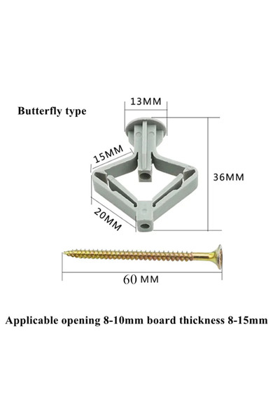 Choice 10 مجموعات/حزمة من أنابيب التوسع البلاستيكية على شكل فراشة، ألواح الجب...