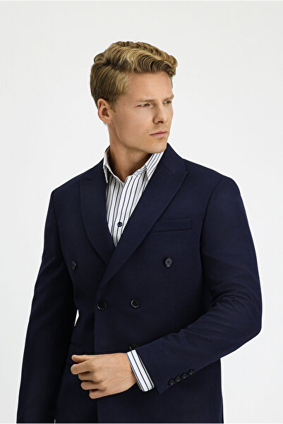 Kiğılı Slim Fit Dar Kesim Kruvaze Takım Elbise