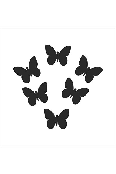 Genel Markalar Dekoratif Ahşap 6lı Kelebek Duvar Süsü Siyah