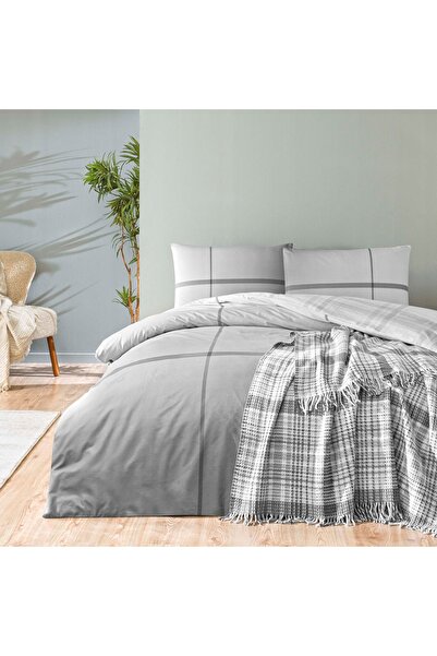 Taç Elwood Double Scotch Blanket Duvet Cover Set Gray