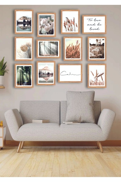 hediyesepetin 12 Parça Çerçeve Görünümlü Mdf Tablo Seti