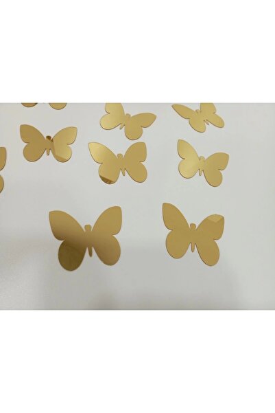 hediyesepetin 12 li Gold Pleksi Ayna Kelebek Duvar Dekor Ürün